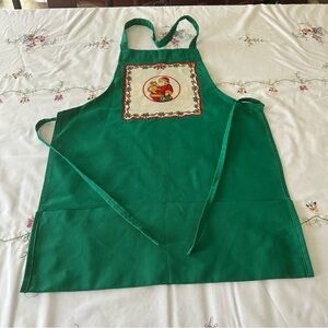 Holiday Apron with appliqué Santa Patch green, 2 pockets,